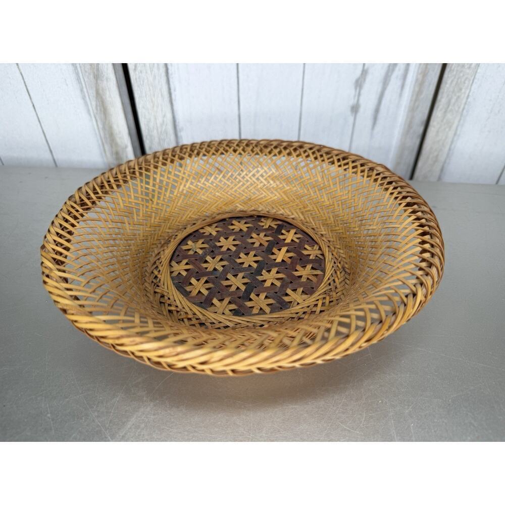 Vintage Rattan Round Decorative Boho Basket Wicker Woven Floral